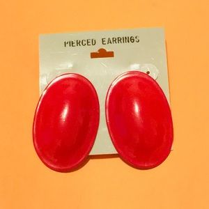 Hot Pink Vintage Oval Earrings